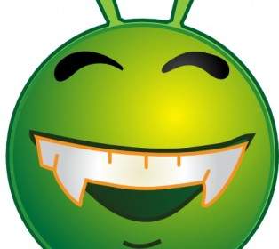 Smiley Green Alien Doof Clip Art