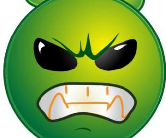 Smiley Green Alien Grrr Clip Art