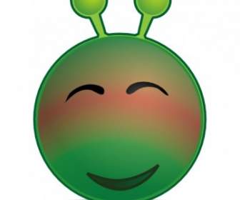 Smiley Verde Alien Rojo Clip Art