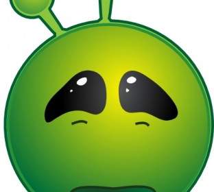 Smiley Green Alien Sad Clip Art