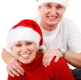 Couple Souriant De Santa