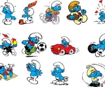 Smurfs Cartoon Characters Vector