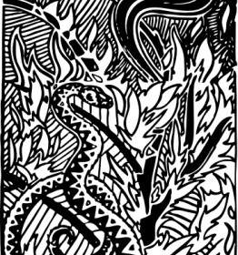 Serpent Et Flammes Clip Art