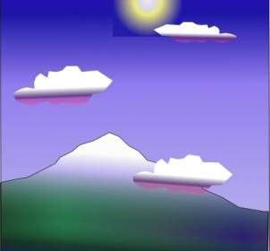 Snow Capped Mountain And The Sun Clip Art