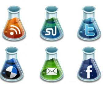 Social Media Beakers Icons Pack