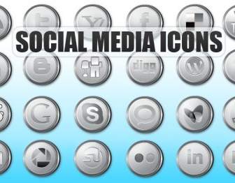 Social Media Icons Silber
