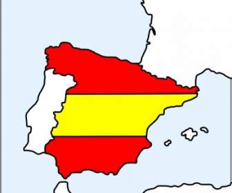 Drapeau Et Carte De L'Espagne