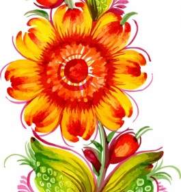 Specjalne Ręcznie Malowane Kwiaty Wektor