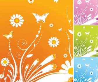Spring Flowers Butterfly Vector
