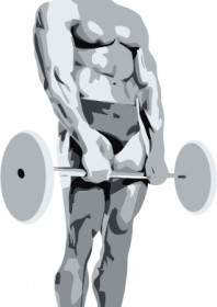Stehende Bodybuilder Tragen Gewichte ClipArt