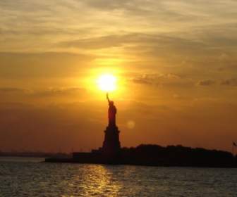 Statue Of Liberty New York City Sunset