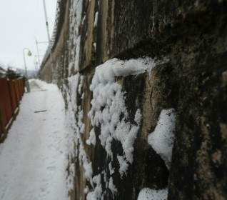 Stone Wall In The Winter