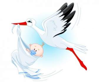 Stork Carrying A Baby Vector