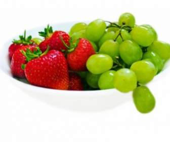 Strawberries And Green Grapes