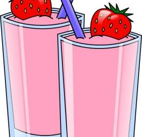 Strawberry Smoothie Drink Beverage Cups Clip Art