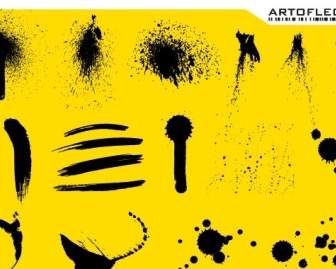 Stroke Ink And Spray Free Vector On Yellow Background
