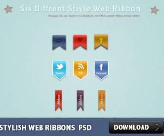 Stylish Web Ribbons Free Psd