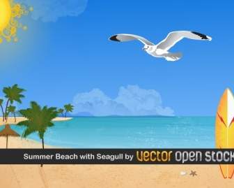 Summer Beach With Seagulls
