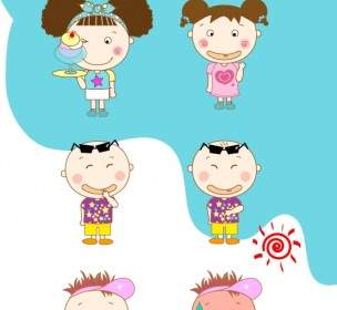 Summer In The Lovely Little Boy And Girl Vector
