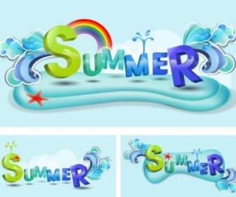 Summer Theme Font Design Vector