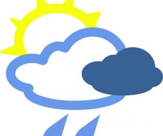 Sun And Rain Weather Symbols Clip Art