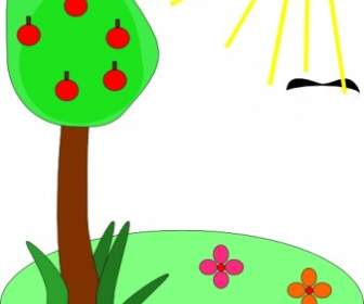 Matahari Pohon Bunga Clip Art