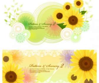 Sunflower And Vector Fantasy Background
