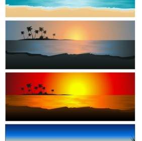 Sunset Coast Landscape Vector