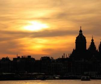 Sunset In Amsterdam