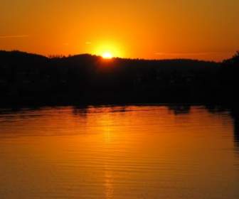 sunset nature lake hallwil