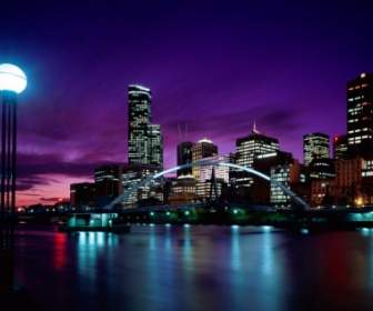 Sonnenuntergang über Melbourne-Tapete-Australien-Welt