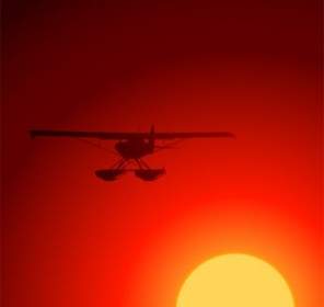 Sunset Vector Under Plane