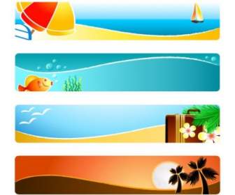 Sinar Matahari Pantai Banner Banner Vektor