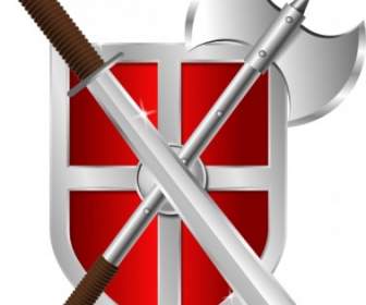 Sword Battleaxe Shield Clip Art
