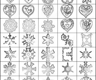 Symbole Und Schneeflocken Pinsel