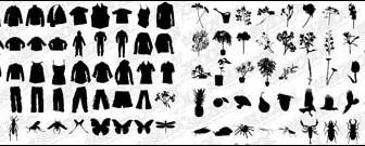 T 셔츠 바지 꽃 식물 곤충 벡터 자료