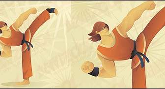 Taekwondo Cartoon Charakter Vektor