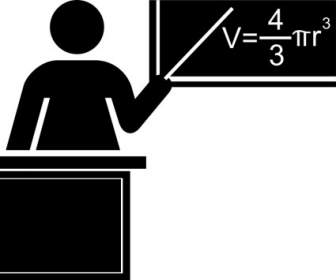 Teacher Silhouette Black And White With Desk And Blackboard