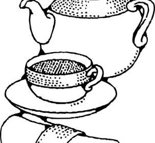กาน้ำชาและถ้วยปะ
