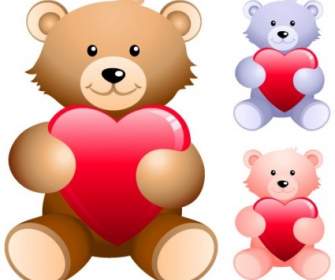 Teddybär Hält Einen Herzförmiger Vektor