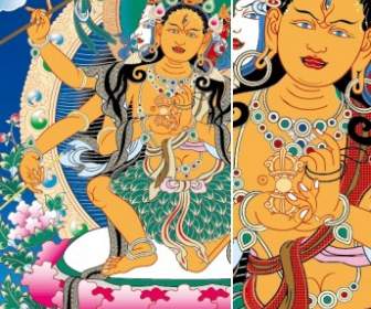 Thangka Mother Leaves Clothes Vector