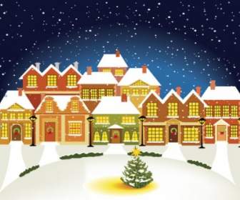 Die Karikatur Weihnachten Haus Hintergrund Vektor