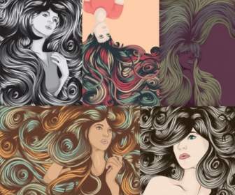 Die Komplexität Der Frauen Haare Cool Vektor