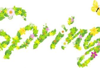 The Composition Of Spring Flowers Leaves Vector