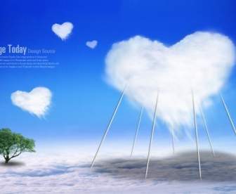 創造的な愛白雲テンプレートを層状