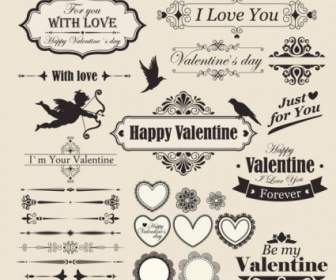 The Lace Valentine39s Day Elements Vector