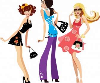A Tendência Das Mulheres Moda Silhuetas De Ilustração De Vetores