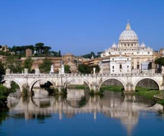 Der Vatikan, Vorbei An Der Tiber Fluß Tapete Italien Welt Gesehen