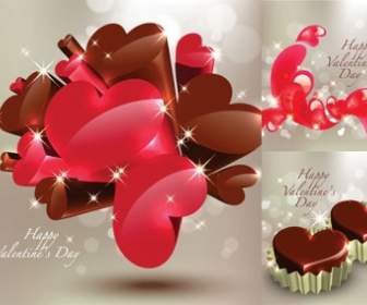 Drei Herzförmiges Dimensionale Schokolade Vektor