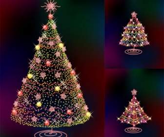 Tiga Berkilauan Vektor Pohon Natal